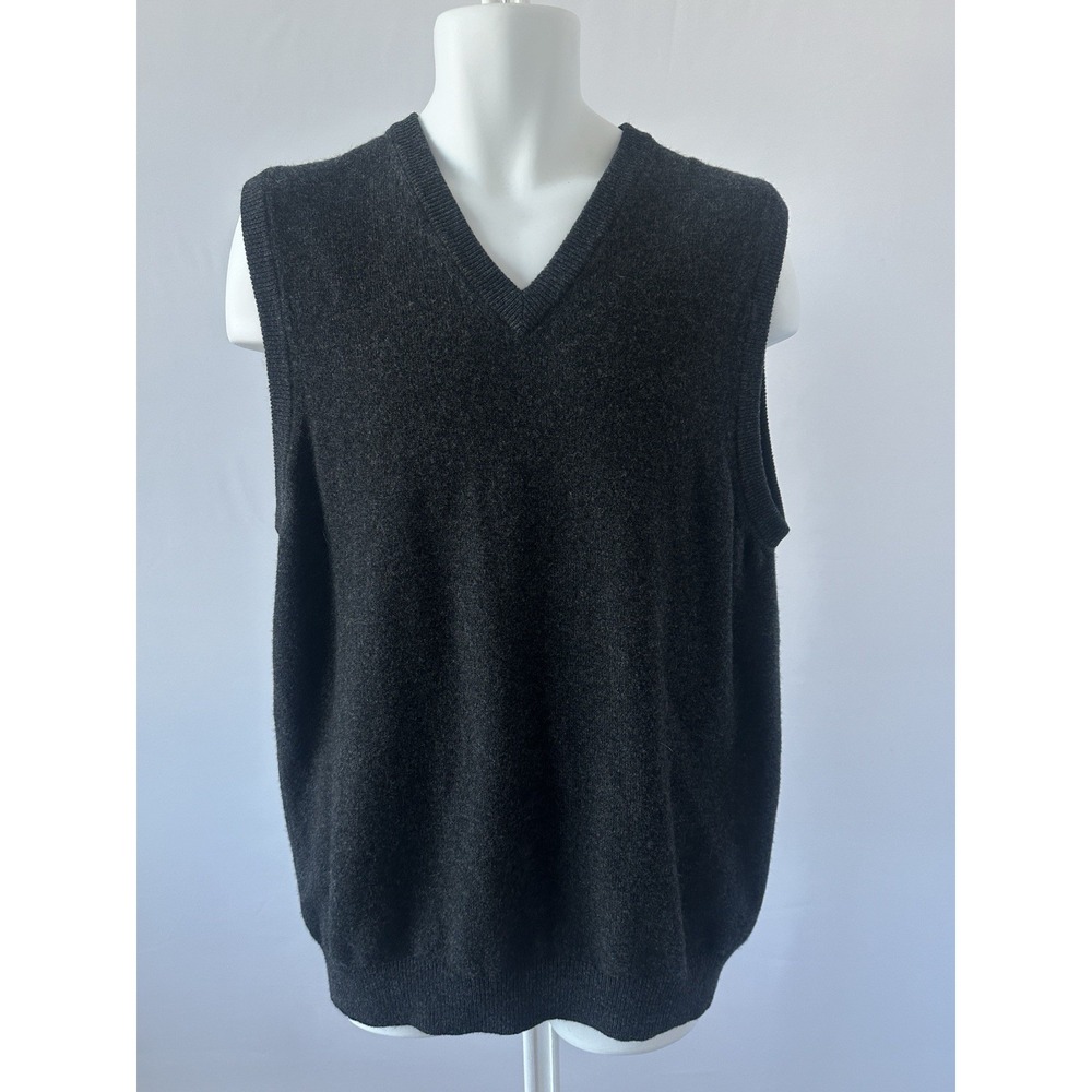 L.L. Bean Golf Sweater Vest, Charcoal Gray Lambs' Wool, Sz: L Tall